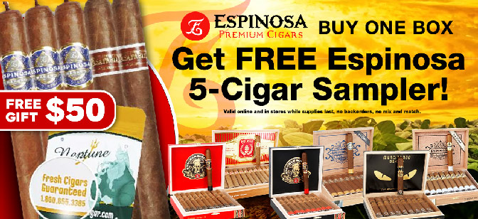 Espinosa Buy one Box Get FREE Espinosa 5-Cigar Sampler!