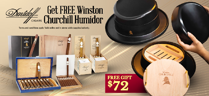 Davidoff Purchase Select Boxes Get FREE Davidoff Winston Churchill Humidor Hat!