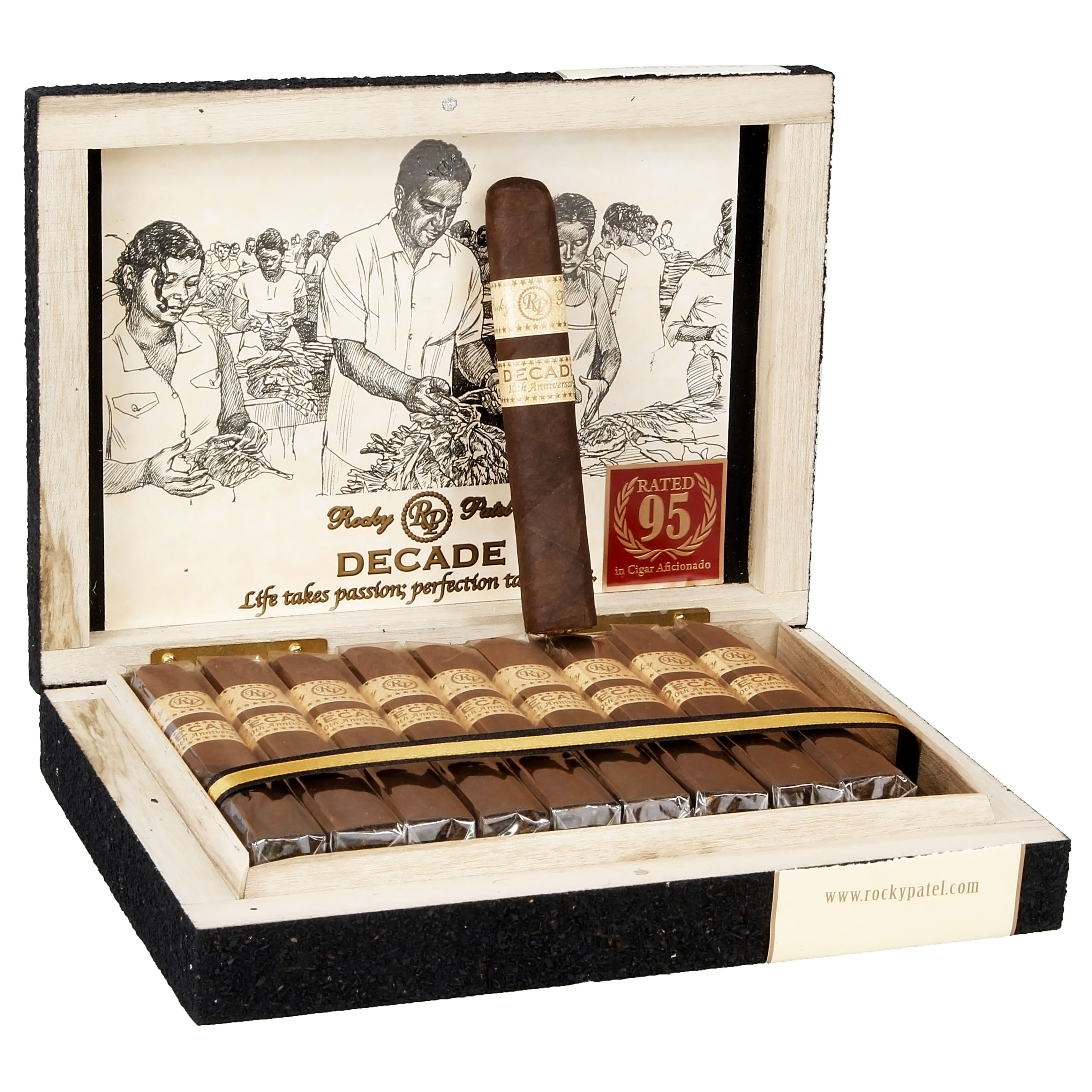 Nice condition keepsake or craft supply Rocky Patel Decade Cigar Box..