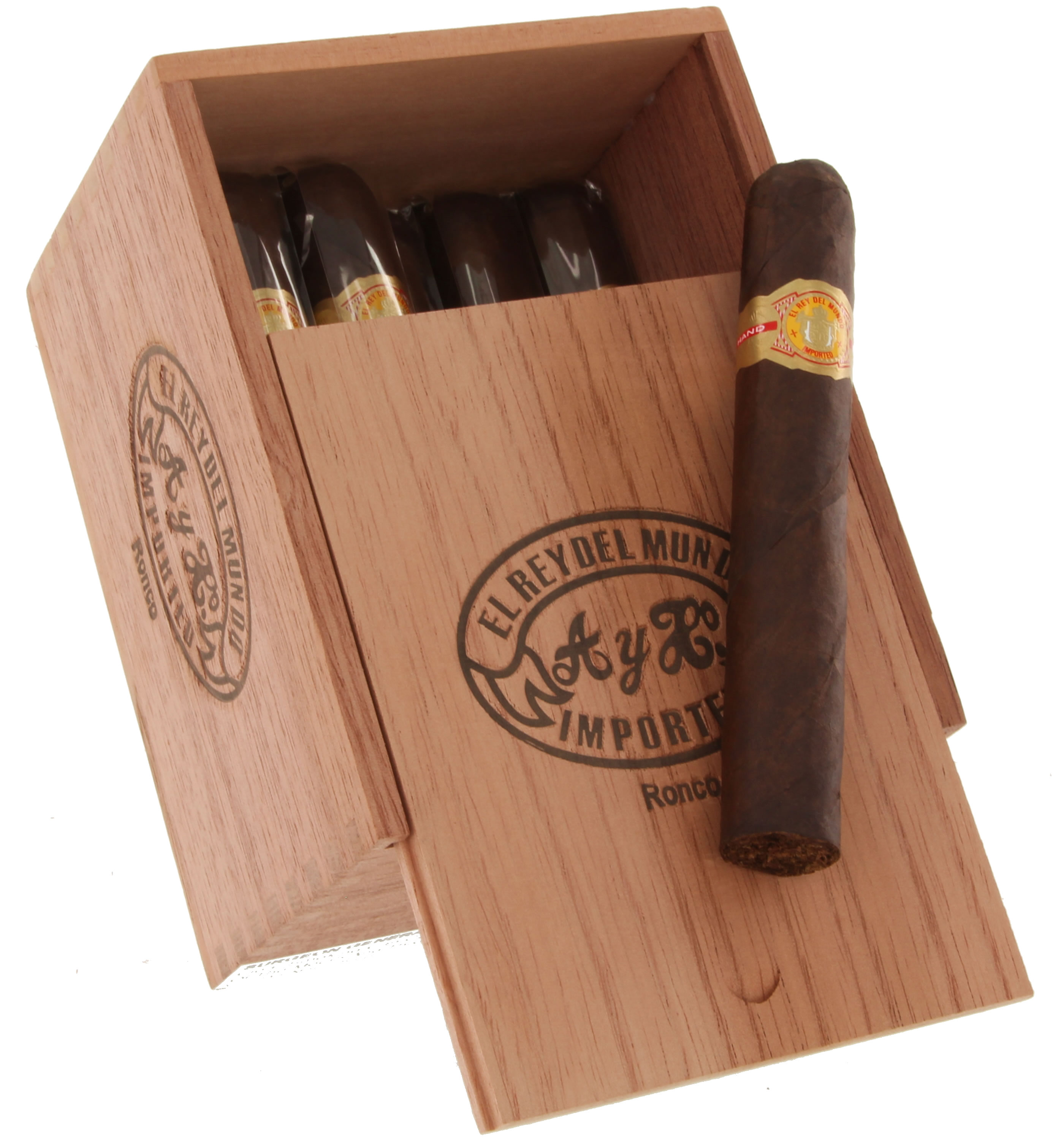 El Rey Del Mundo Robustos Oscuro Empty Wood Cigar Box 5.75 x 4.75