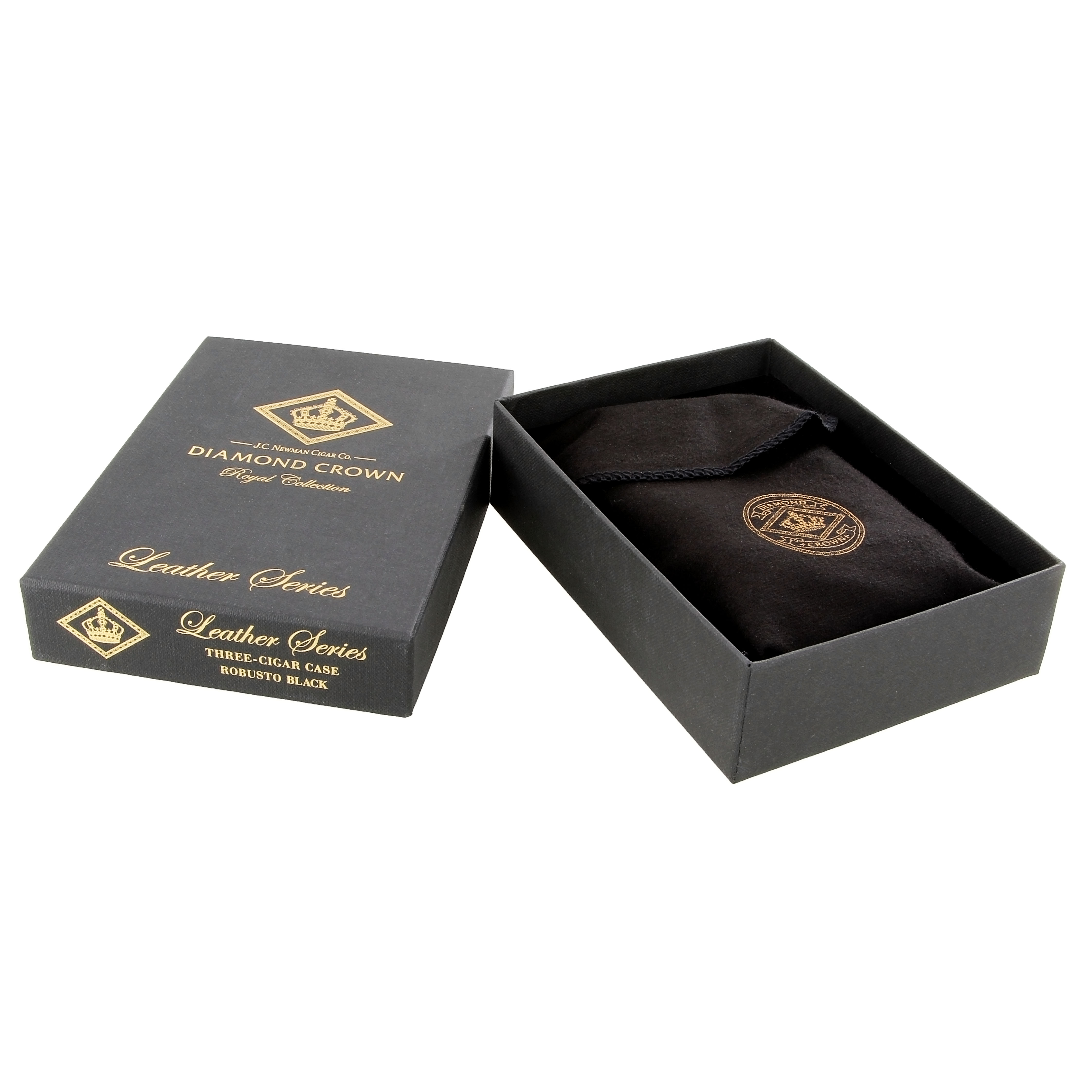 Diamond Crown Royal Collection 3-Cigar Robusto Leather Case