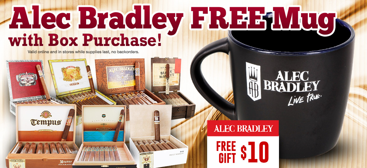 Get a free coffee mug with your Alec Bradley box purchase!