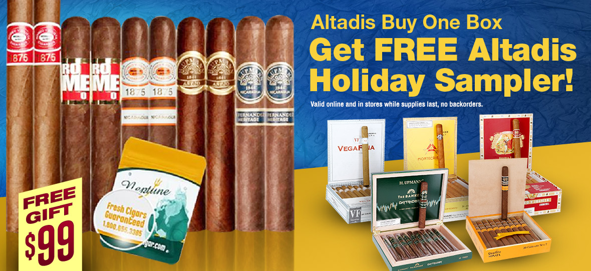 Buy a box of select ALTADIS brands, get free a 10 cigar sampler!