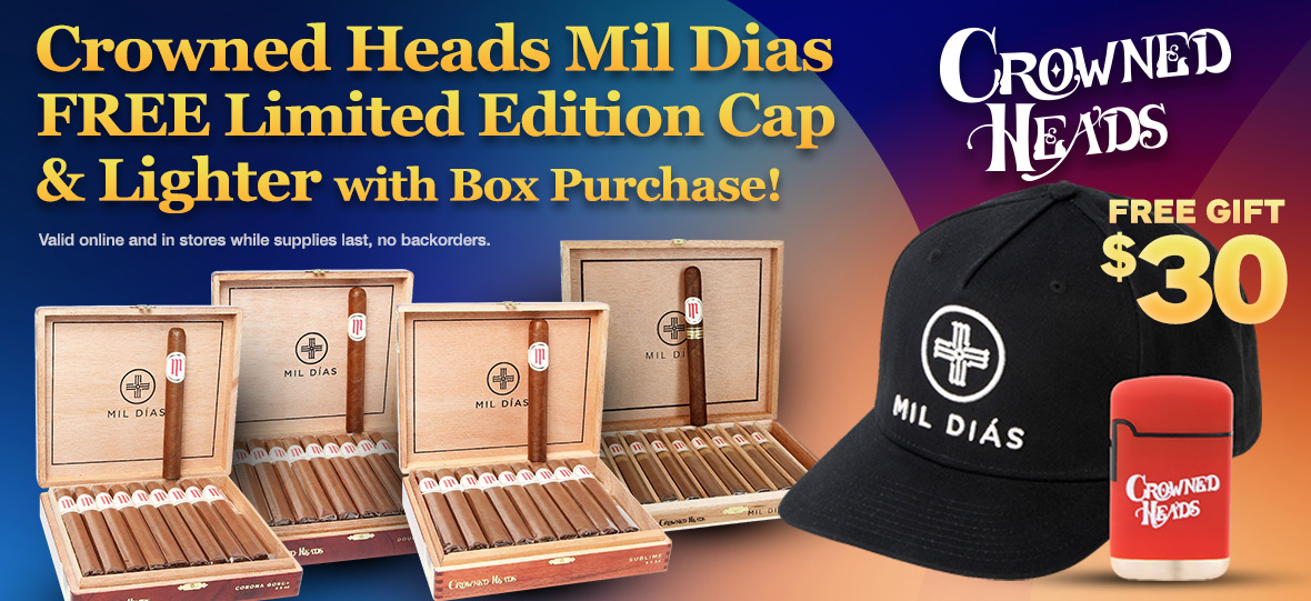 Buy a box of Selected Crowned Heads cigars and get a free hat and lighter!