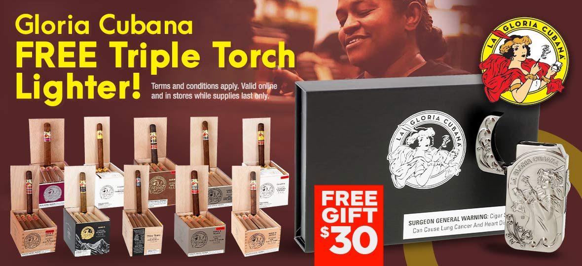 Free lighter with purchase of La Gloria Cubana cigars