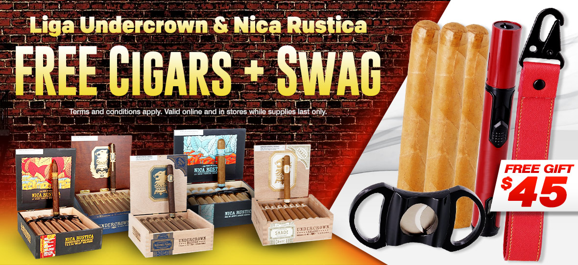 Undercrown and Nica Rustica: Buy a box and get 3 free Cigars plus lighter and cutter!