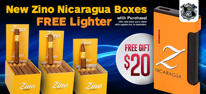 New Zino Nicaragua Boxes Free Lighter with Purchase!