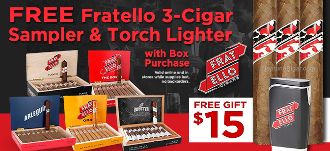 FREE Fratello 3-Cigar Sampler and Torch Lighter with Box Purchase