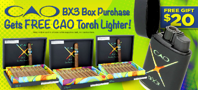 CAO BX3 Box Purchase Gets FREE CAO Torch Lighter!