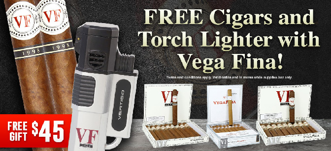 Vega Fina Buy One Box Get FREE Vega Fina Sampler & Lighter!